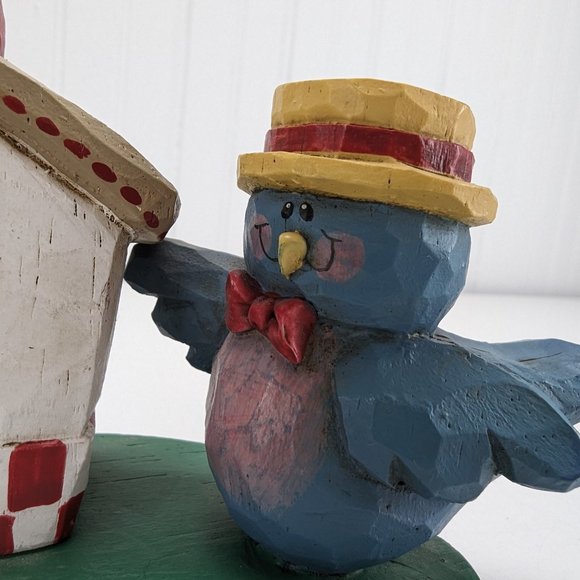 Vintage Eddie Walker Candle Holder Blue Bird Couple Birdhouse Holds 3 Candles - Picture 4 of 13